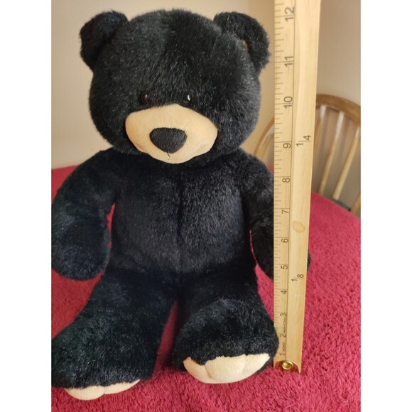 Build A Bear Black Bear Tan Mouth Plush Stuffed Animal Shiny Fur 16" - Picture 2 of 5